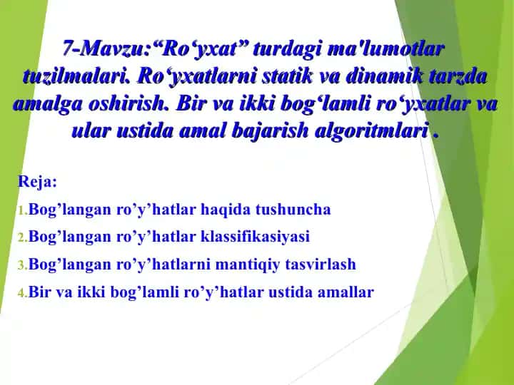 Ro‘yxatlar tuzilmalari