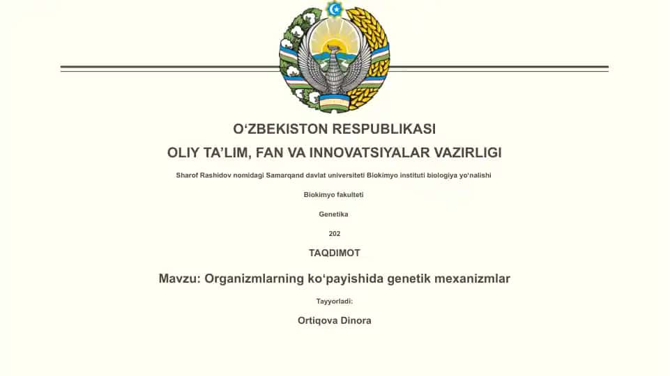 Organizmlarning koʻpayishida genetik mexanizmlar