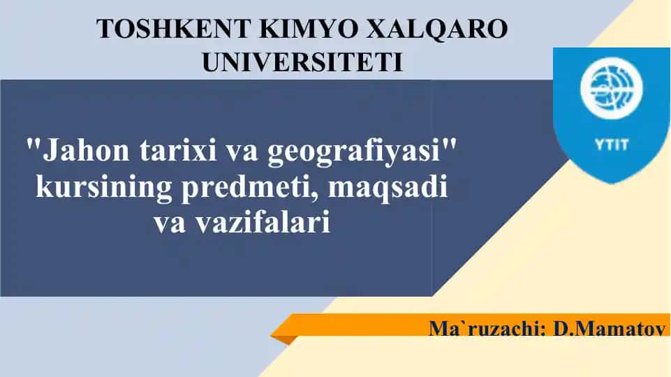 Jahontarixivageografiyasi kursi