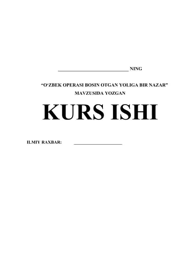 O‘ZBEK OPERASI BOSIN OTGAN YOLIGA BIR NAZAR