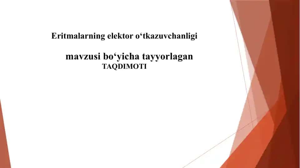 Elektrokimyoviy jarayonlar taqdimoti