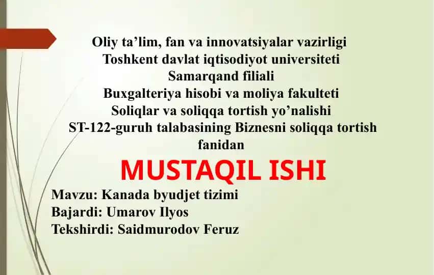 Kanada byudjet tizimi