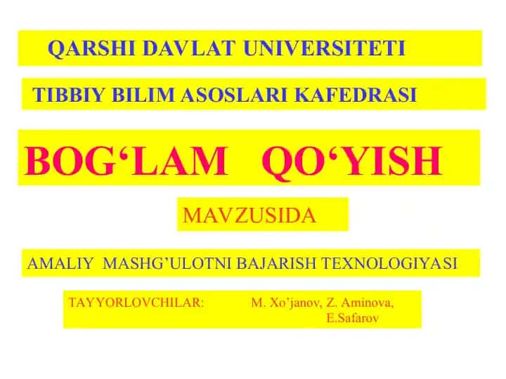 Amaliy Mashg'ulotni Bajarish Texnologiyasi