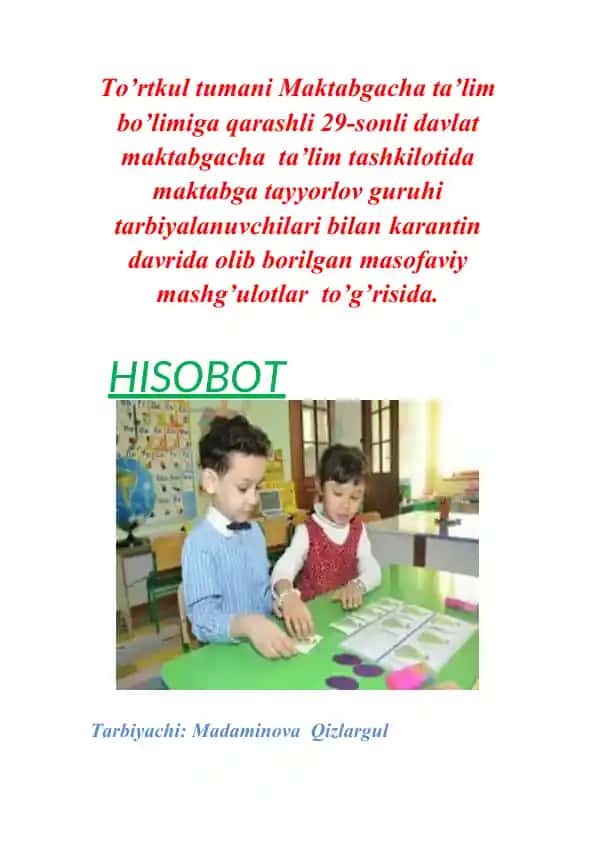 Onlayn Mashg'ulotlar Tarbiyachisi