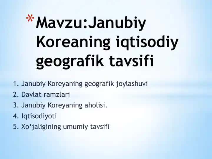 Janubiy Koreyaning geografik joylashuvi