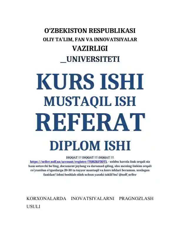 KORXONALARDA INOVATSIYALARNI PRAGNOZLASH USULI
