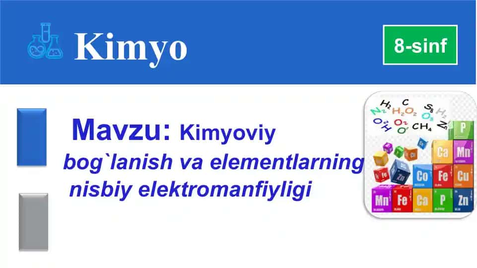 Kimyoviy bog`lanish va elementlarning nisbiy elektromanfiyligi