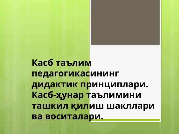 Kasb ta'lim pedagogikasi