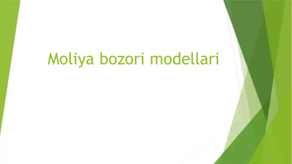 Moliya bozori modellari