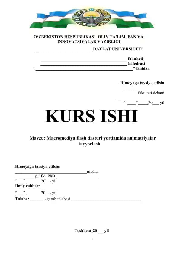 Macromediya flash dasturi yordamida animatsiyalar tayyorlash