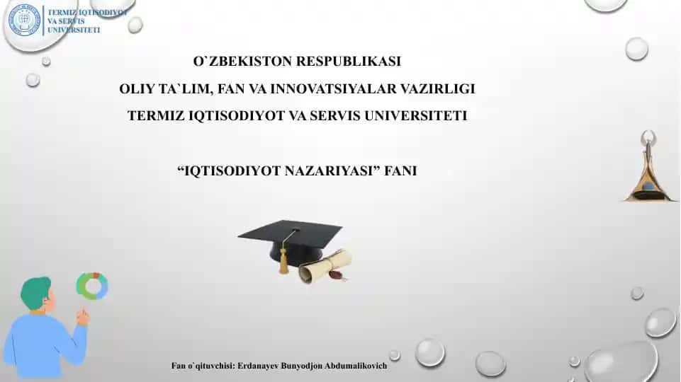 IQTISODIYOT NAZARIYASI faniga oid ma'lumotlar