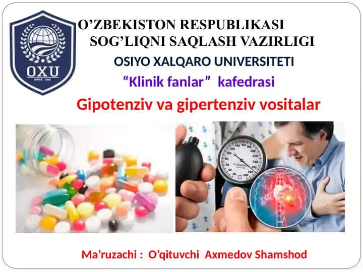 Gipotenziv va gipertenziv vositalar