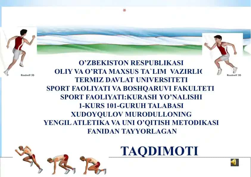Yengil Atletika va uni o'qitish metdikasi fanidan tayyorlagan
