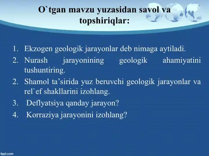 Gidrosferaning geologik ishi