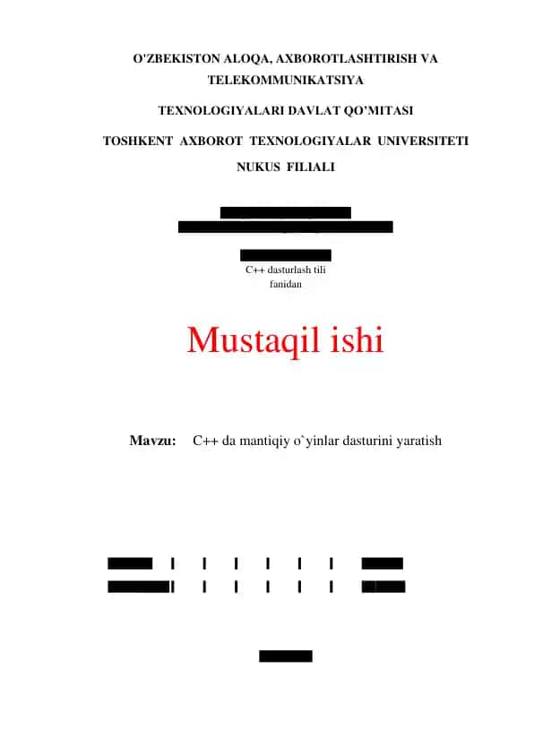 C++ dasturlash tili