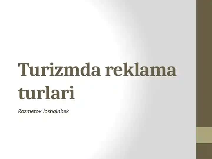 Turizm dareklama turlari