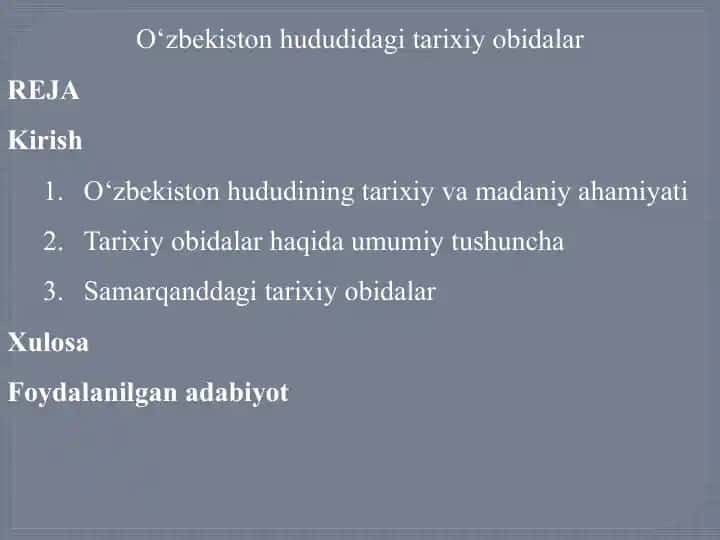 O‘zbekiston hududidagi tarixiy obidalar