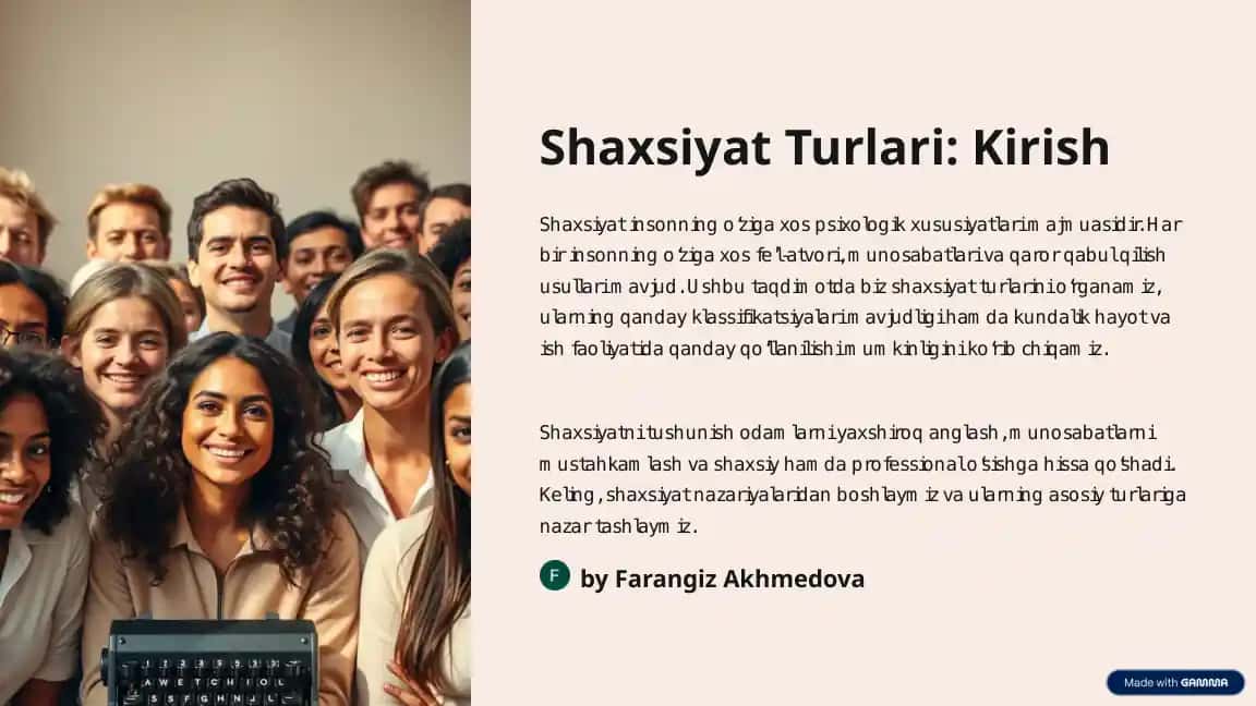 Shaxsiyat Turlari: Kirish