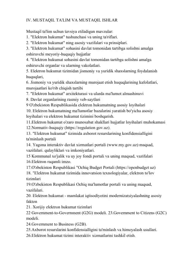 Elektron hukumatning asosiy vazifalari va prinsiplari