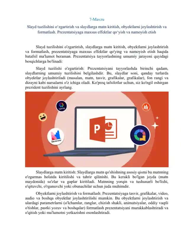 Prezentatsiya tayyorlash jarayoni
