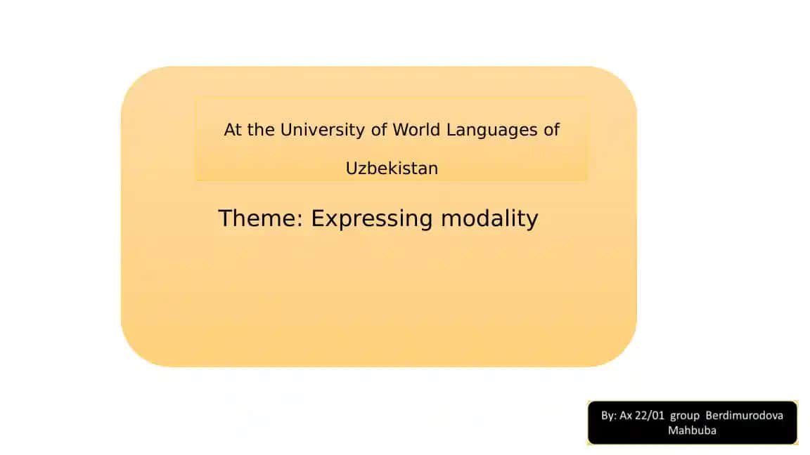 Expressing Modality in English