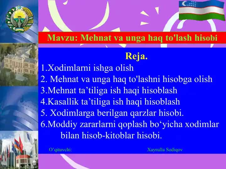 Mehmat va unga haq to'lashni hisoblash