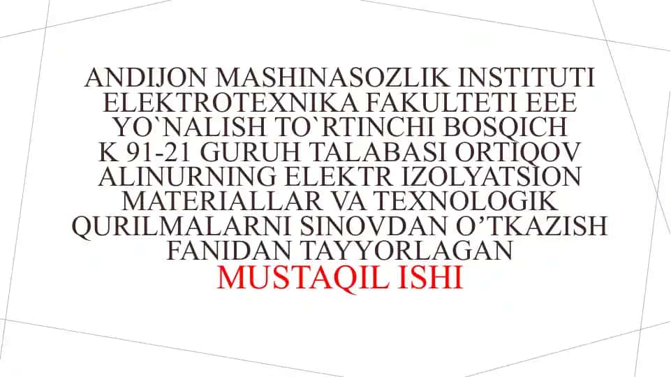 O‘zgaruvchan kuchlanish ta’sirida dielektrik doimiylikni aniqlash