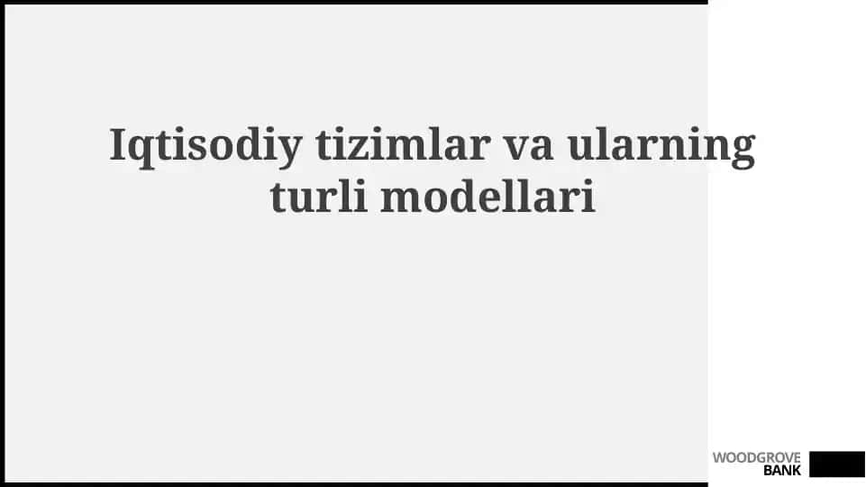 Iqtisodiy Tizimlar