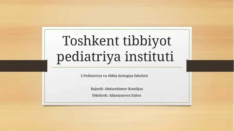Toshkent tibbiyot pediatriya instituti