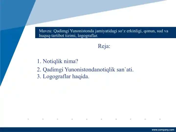 Qadimgi Yunonistonda jamiyatidagi so‘z erkinligi, qonun, sud va huquq-tartibot tizimi, logograflar
