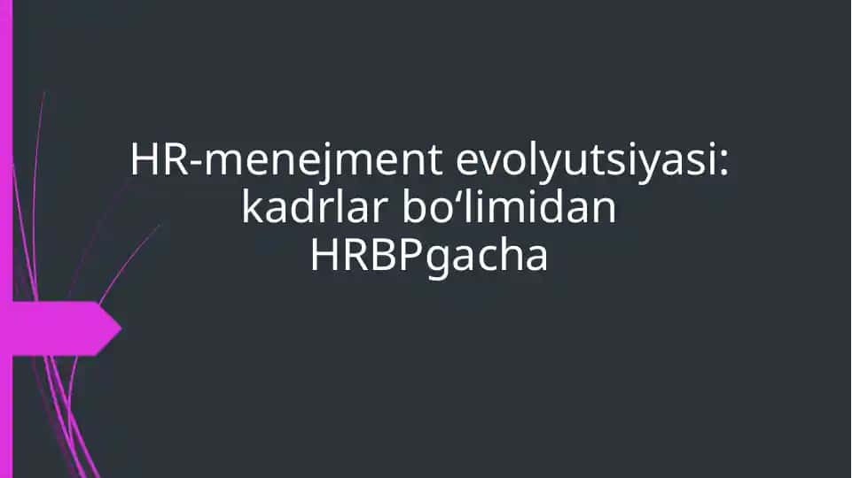 HR-menejment evolyutsiyasi