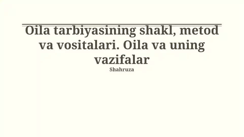 Oila Tarbiyasi