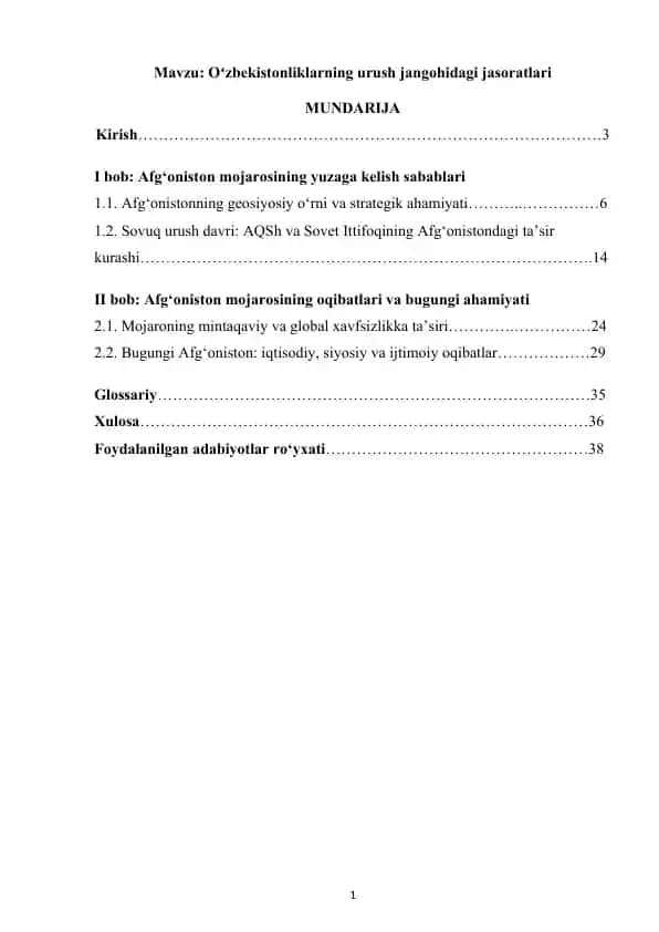 Oʻzbekistonliklarning urush jangohidagi jasoratlari