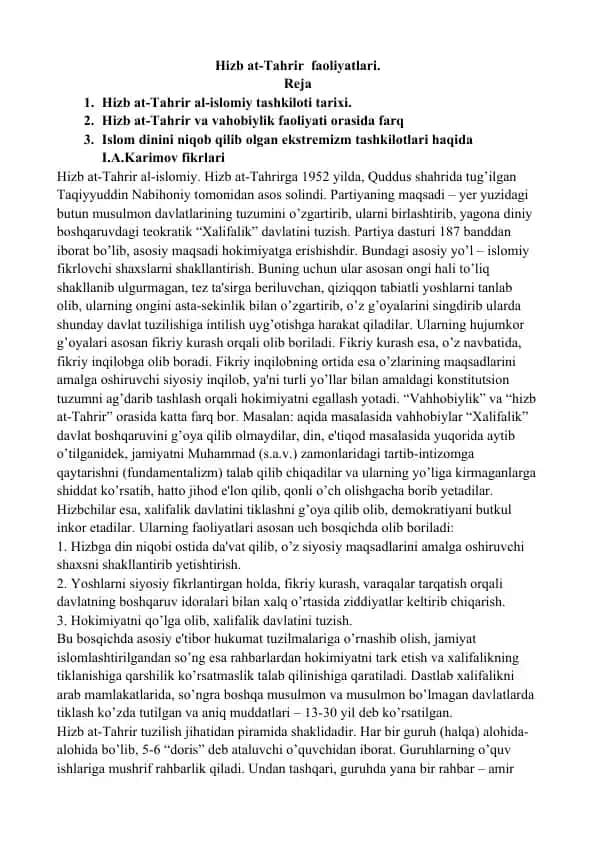 Hizb at-Tahrir faoliyatlari.