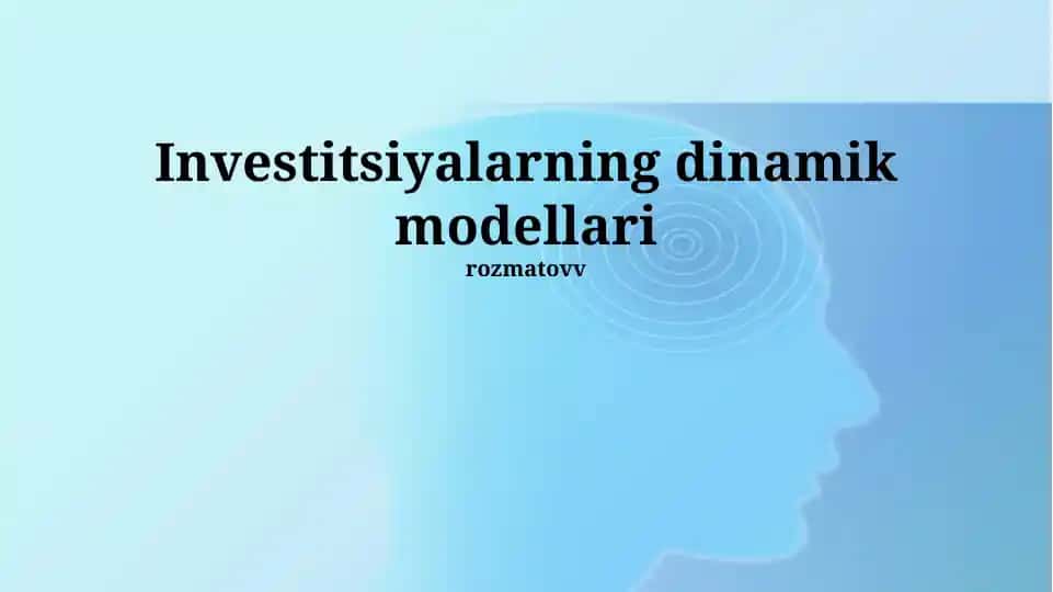 Investitsiyalarning dinamik modellari