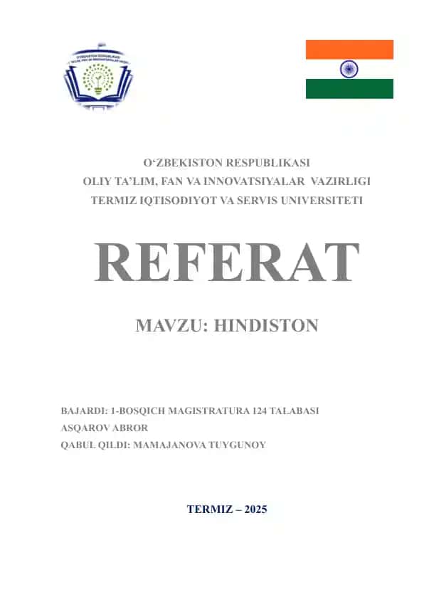 Hindiston iqtisodiyoti haqida referat