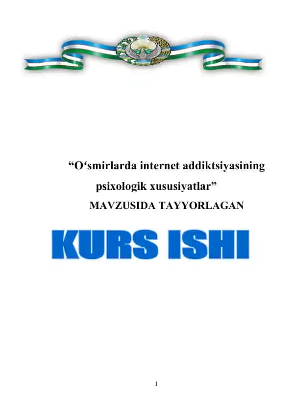 Oʻsmirlarda internet addiktsiyasining psixologik xususiyatlar