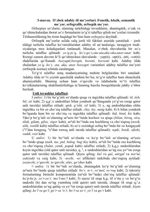 Orfoepik me'yorlar
