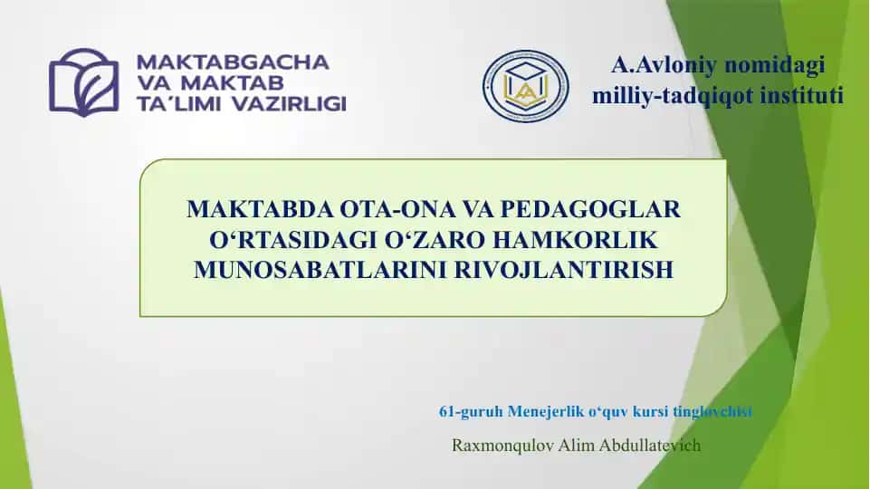 Menejerlik o‘quv kursi tinglovchisi