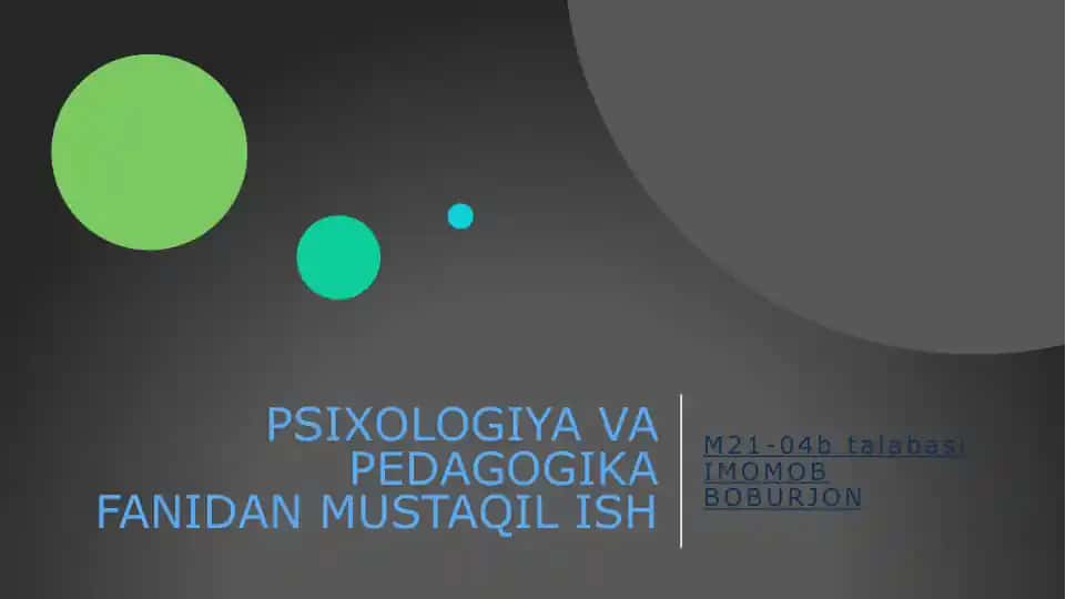 MUSTAQIL ISH MAVZUSI:PSIXOLOGIK MOSLASHUVCHANLIK VA MUVOZANATNI BAXOLASH MEZONI