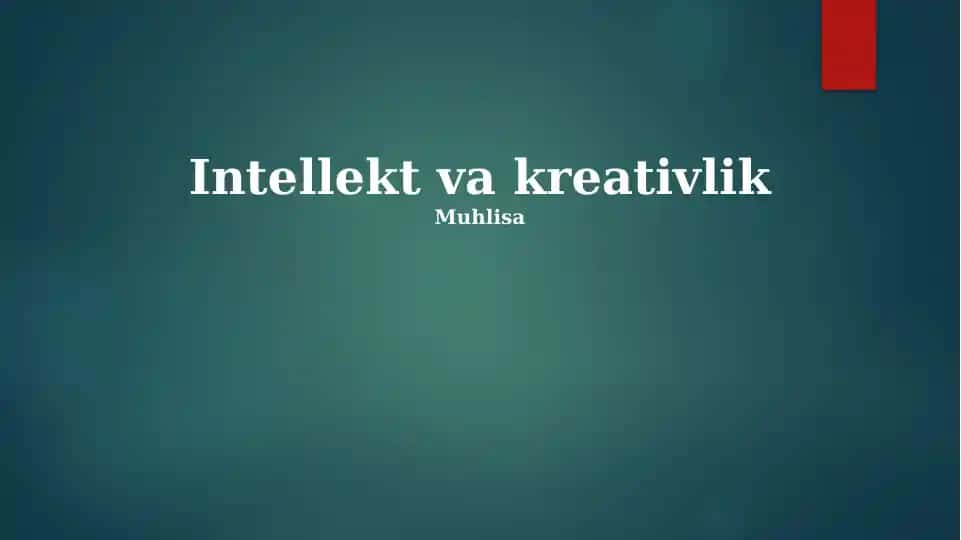 Intellekt va kreativlik