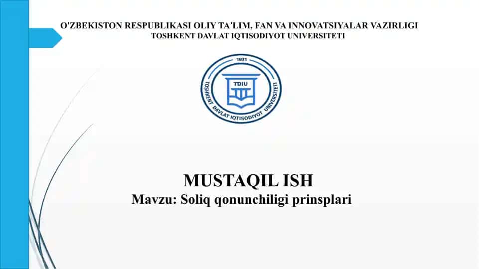Soliq qonunchilik prinsiplari