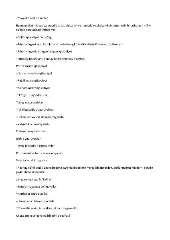 Makroiqtisodiyot tushunchalari va asosiy ko‘rsatkichlari