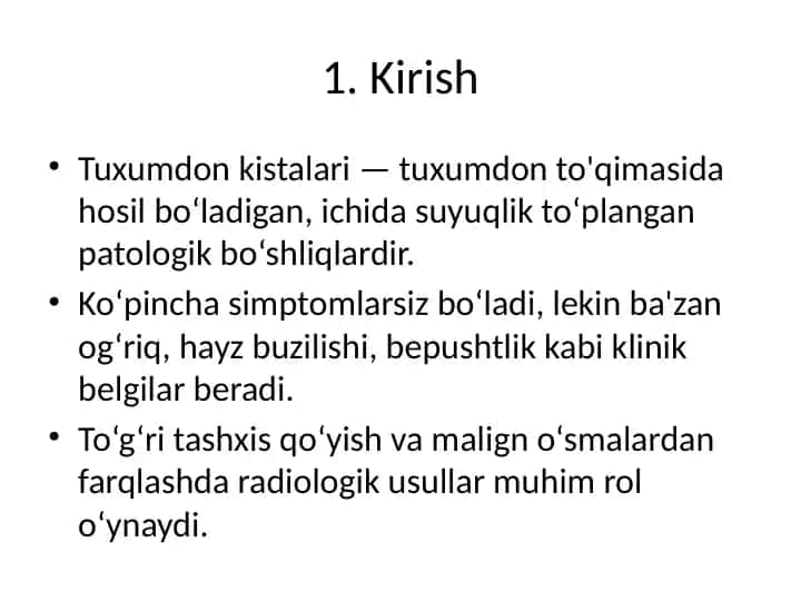 Tuxumdon kistalari