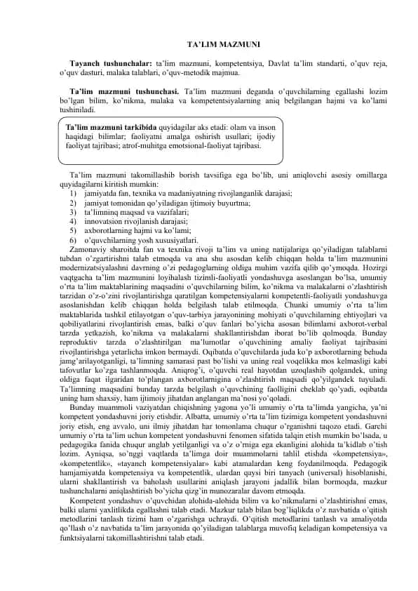 Ta’lim Mazmuni