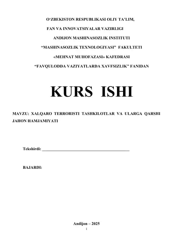 Xalqaro terrorizm va terroristik tashkilotlar