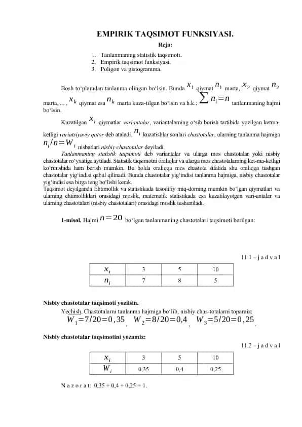 Empirik Taqsimot Funksiyasi