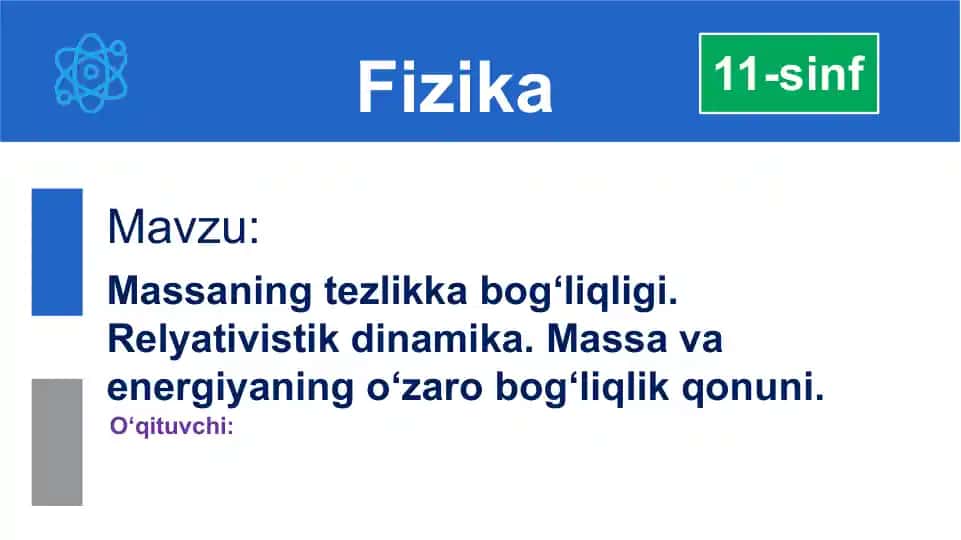 Massaning tezlikka bog‘liqligi