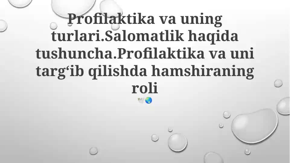 Profilaktika va uning turlari