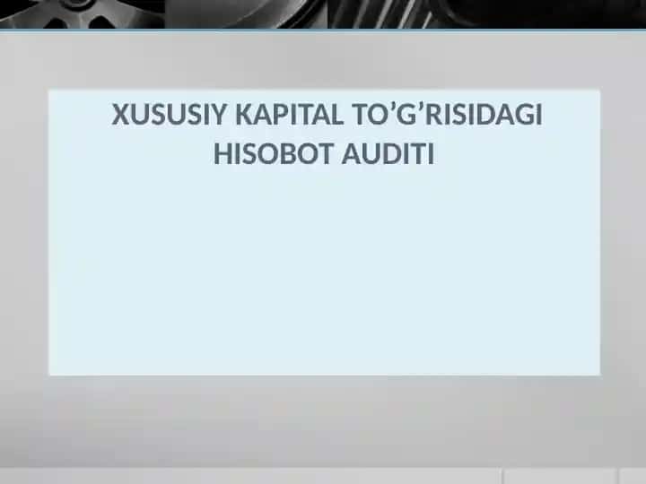 Xususiy KAPITAL TO’G’RISIDAGI HISOBOTAUDITI